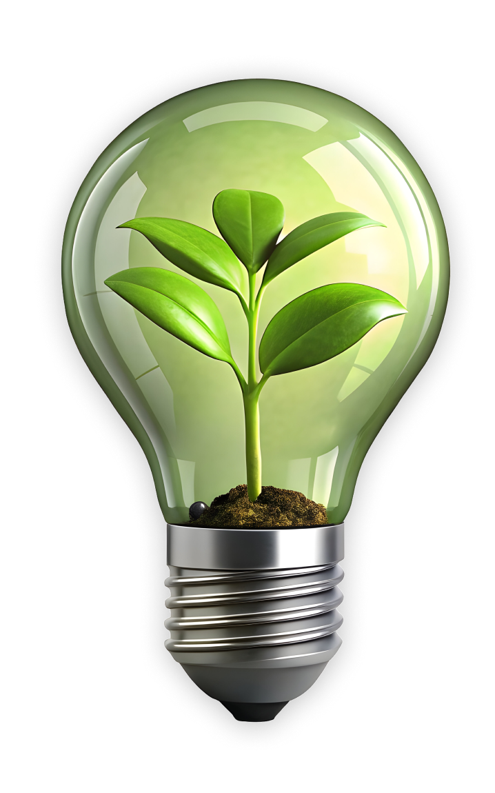 Una lampadina verde con una pianta in crescita al suo interno, simboleggiando la nascita di CarSet e riflettendo i valori della pagina ‘Chi siamo’.